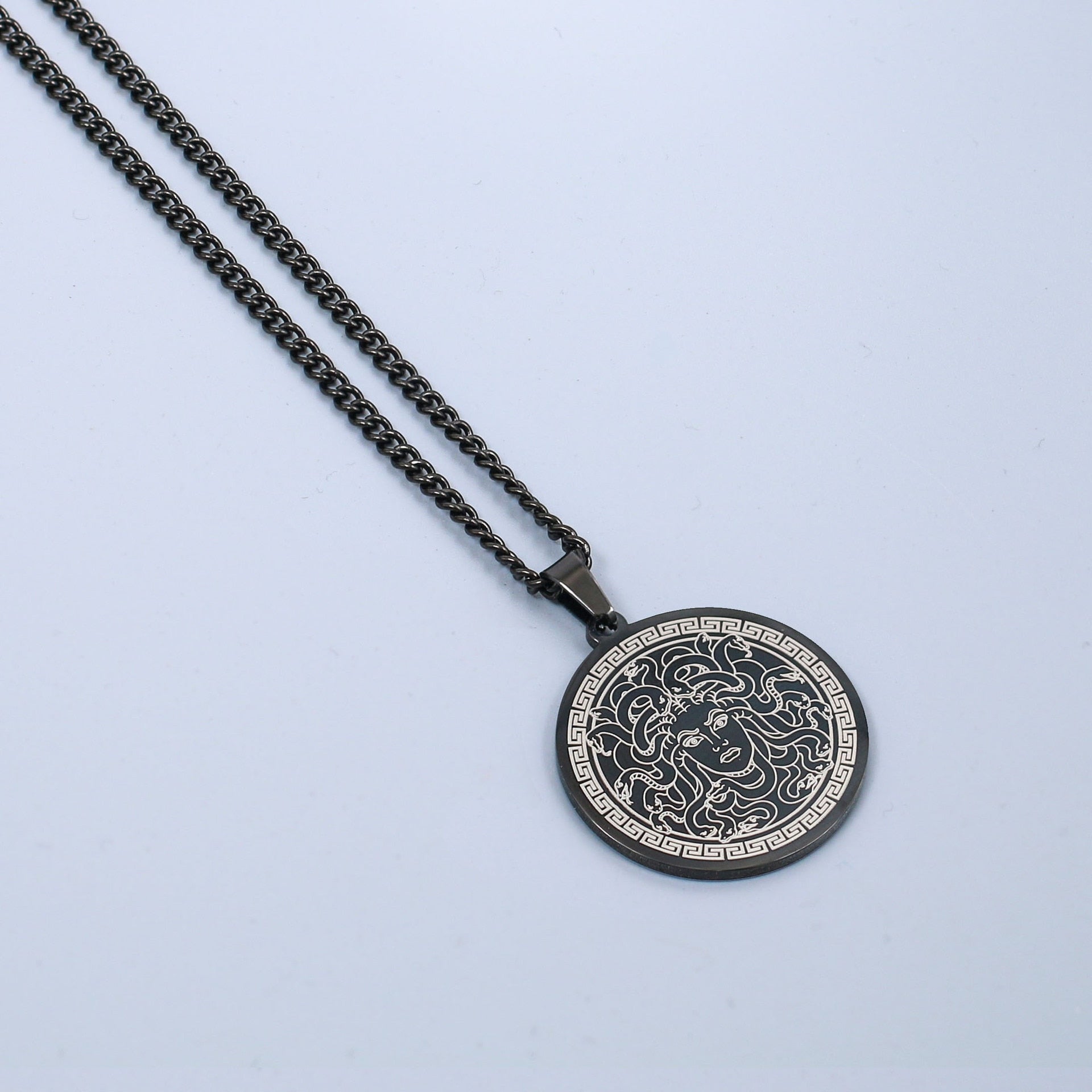 Greek Mythology Necklace | Round Stainless Steel Ancient Deity Pendant | Pagan Worship Witchy Jewelry | Apollo Tarot Shop