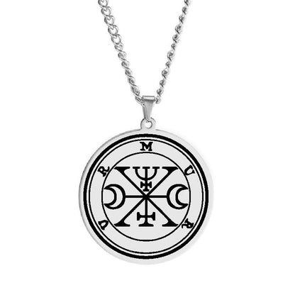 Silver Pendant Necklace With Seals Of The 72 Spirits In The Lesser Key of Solomon (Sigils 49-60) | Apollo Tarot Jewelry Shop