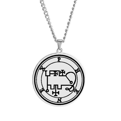 Silver Pendant Necklace With Seals Of The 72 Spirits In The Lesser Key of Solomon (Sigils 37-48)