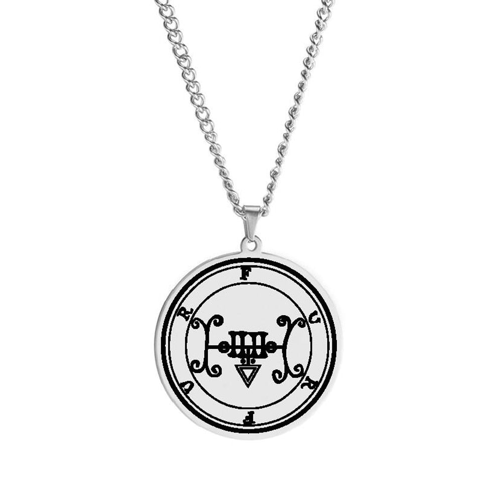 Silver Necklace Of Demon Sigil From The Lesser Key Of Solomon | Goetia Magick Pendants (Sigils 25-36) | Apollo Tarot Jewelry Shop