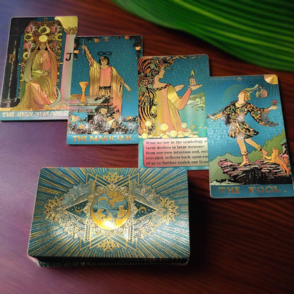 Pink & Green Gold Foil Tarot Cards Deck In Premium Gift Boxes + English Guidebook For Beginner Readers | Apollo Tarot Shop