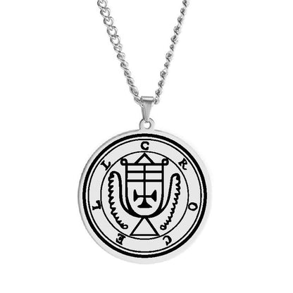 Silver Pendant Necklace With Seals Of The 72 Spirits In The Lesser Key of Solomon (Sigils 49-60) | Apollo Tarot Jewelry Shop