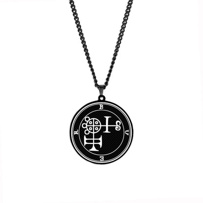 Lesser Key Of Solomon Goetia Sigil Talisman Necklace | Lemegeton 72 Demon Sigils Black Stainless Steel Pendant | Witchcraft Amulet For Spiritual Men & Women | Apollo Tarot Jewelry Shop