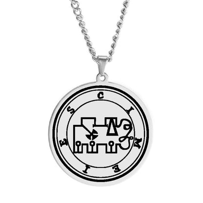 Silver Pendant Necklace With Seals Of The 72 Spirits In The Lesser Key of Solomon (Sigils 61-72) | Apollo Tarot Jewelry Shop