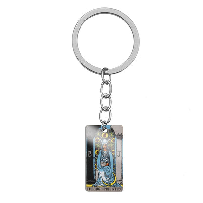 Tarot Card Keychain | Stainless Steel Major Arcana Keyring | Pagan Lucky Amulet | Spiritual Witchy Jewelry Accessories Gift | Apollo Tarot Shop