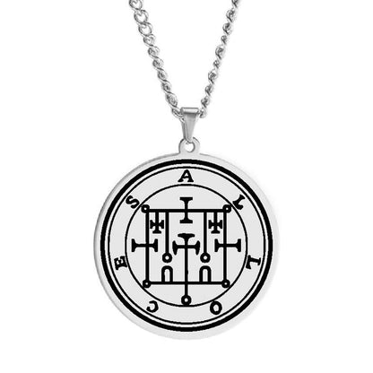 Silver Pendant Necklace With Seals Of The 72 Spirits In The Lesser Key of Solomon (Sigils 49-60) | Apollo Tarot Jewelry Shop