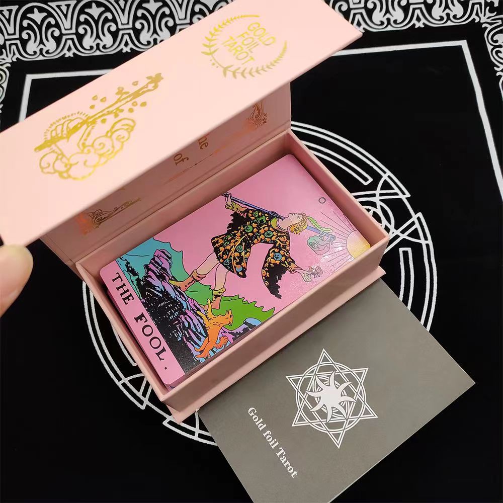 Pink & Green Gold Foil Tarot Cards Deck In Premium Gift Boxes + English Guidebook For Beginner Readers | Apollo Tarot Shop