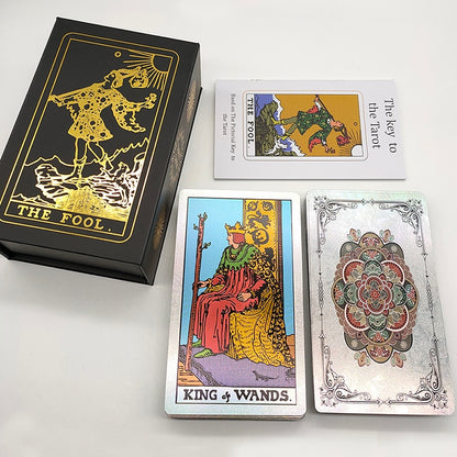 Silver Foil Tarot Deck | Classical Black & White Gold Foil Waterproof Tarot Cards With Magnetic Box As Special Gift | Apollo Tarot Shop