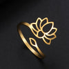 Lotus Flower Ring | Ohm Yoga Jewelry For Spiritual Women | Om Symbol Adjustable Rings Amulet | Religious Gift Accessory | Apollo Tarot Shop