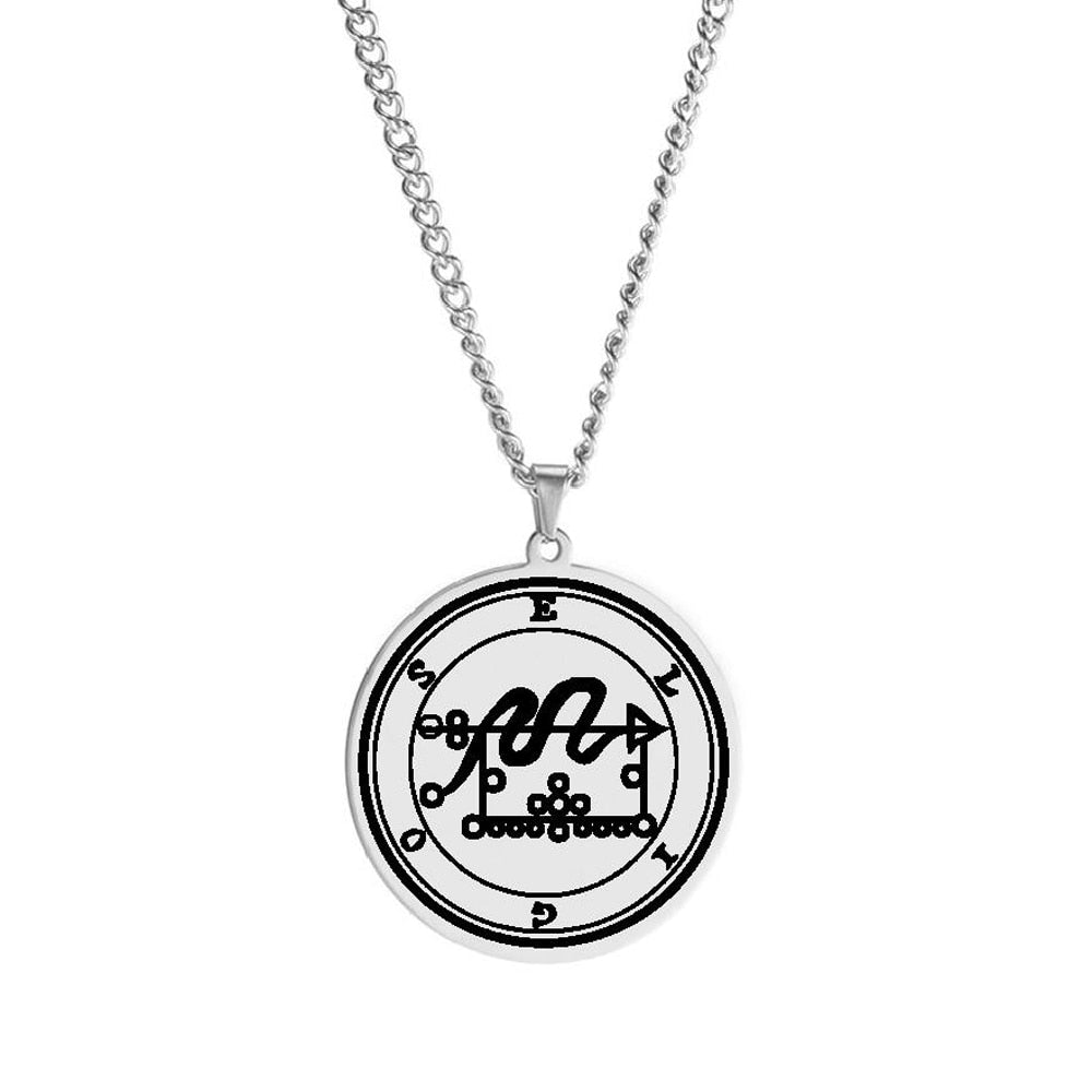 Products Silver Necklace Of Demon Sigil From The Lesser Key Of Solomon | Goetia Magick Pendants (Sigils 13-24) | Apollo Tarot Jewelry Shop
