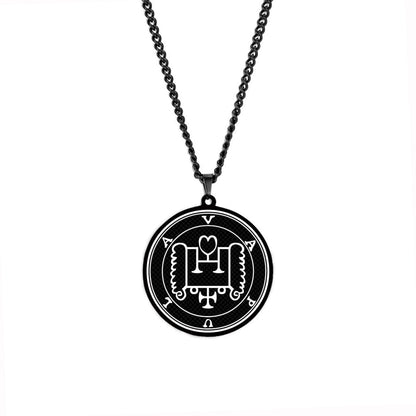 Black Necklace Of Demon Sigil From The Lesser Key Of Solomon | Goetia Magick Goth Pendant | Lemegeton Witchcraft Jewelry For Witchy Men | Apollo Tarot Jewelry Shop