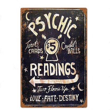 Tarot Psychic Metal Sign | Divination Retro Tin Plaque | Esoteric Wall Art For Witchy Home Decor | Apollo Tarot Shop