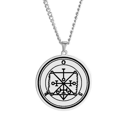 Silver Pendant Necklace With Seals Of The 72 Spirits In The Lesser Key of Solomon (Sigils 49-60) | Apollo Tarot Jewelry Shop