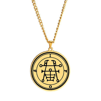 Gold Necklace Of Demon Sigil From The Lesser Key Of Solomon | Goetia Magick Pendants (Sigils 13-24) | Apollo Tarot Jewelry Shop