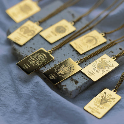 Zodiac Sign Necklace | Astrology Symbols Of The 12 Constellations In Silver Or Gold-Plated Stainless Steel Pendants On 45cm Dainty Chain | Apollo Tarot Shop