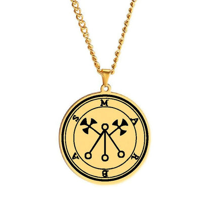 Gold Necklace Of Demon Sigil From The Lesser Key Of Solomon | Goetia Magick Pendants (Sigils 1-12 | Apollo Tarot  Jewelry Shop