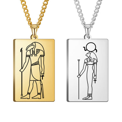 Ancient Egyptian Mythology Necklace | Deity Pendant Of God Horus Anubis Goddess Isis Stainless Steel Amulet | Pagan Worship Witchy Jewelry | Apollo Tarot Shop