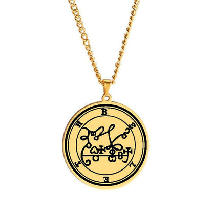 Gold Necklace Of Demon Sigil From The Lesser Key Of Solomon | Goetia Magick Pendants (Sigils 13-24) | Apollo Tarot Jewelry Shop