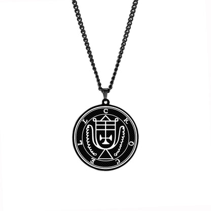 Black Necklace Of Demon Sigil From The Lesser Key Of Solomon | Goetia Magick Goth Pendant | Lemegeton Witchcraft Jewelry For Witchy Men | Apollo Tarot Jewelry Shop