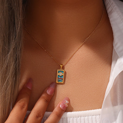 Tarot Card Necklace | Dainty Gold-Plated Witchy Jewelry | Enamel & Cubic Zirconia Oracle Cards Pendants | Apollo Tarot Shop