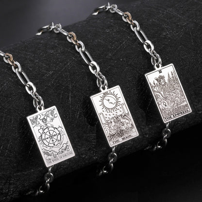 Bracelets With Tarot Card Charms, Stainless Steel Wrist Pendants Of All The 22 Rider-Waite-Smith Major Arcana Divination Cards, Esoteric Jewelry Gift For Spiritual Women | Apollo Tarot