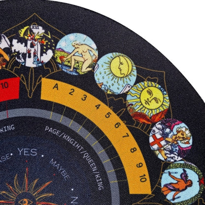 Tarot Card And Pendulum Reading Mat | Tarot Tablecloth Substitute Mouse Pad | Magic Altar Setting For Astrology And Divination | Small Round Shape Esoteric Rubber Tapestry | Apollo Tarot Shop