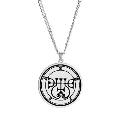 Products Silver Necklace Of Demon Sigil From The Lesser Key Of Solomon | Goetia Magick Pendants (Sigils 13-24) | Apollo Tarot Jewelry Shop