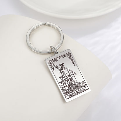 Tarot Card Keychains | Major Arcana Tarot Cards RWS Charm | Gold Color Stainless Steel Spiritual Amulet Keyring | Apollo Tarot Shop