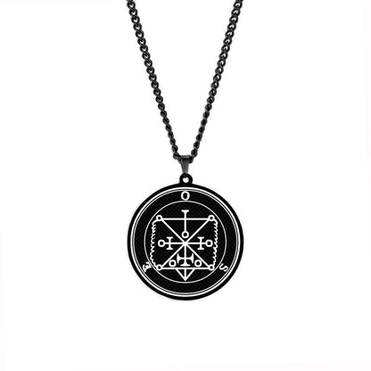 Black Necklace Of Demon Sigil From The Lesser Key Of Solomon | Goetia Magick Goth Pendant | Lemegeton Witchcraft Jewelry For Witchy Men | Apollo Tarot Jewelry Shop