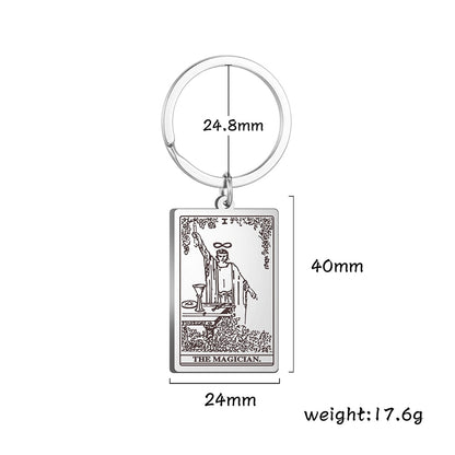 Tarot Card Keychains | Major Arcana Tarot Cards RWS Charm | Gold Color Stainless Steel Spiritual Amulet Keyring | Apollo Tarot Shop