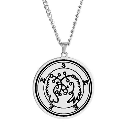 Silver Pendant Necklace With Seals Of The 72 Spirits In The Lesser Key of Solomon (Sigils 61-72) | Apollo Tarot Jewelry Shop