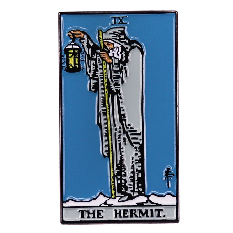The Hermit Tarot Card Enamel Lapel Pin | Introvert Self-Care Brooch Badge Gift for Backpacks | Spiritual Charm Jewelry Gift | Apollo Tarot Shop