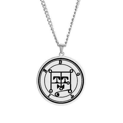 Products Silver Necklace Of Demon Sigil From The Lesser Key Of Solomon | Goetia Magick Pendants (Sigils 13-24) | Apollo Tarot Jewelry Shop