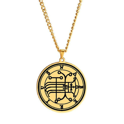 Gold Necklace Of Demon Sigil From The Lesser Key Of Solomon | Goetia Magick Pendants (Sigils 13-24) | Apollo Tarot Jewelry Shop