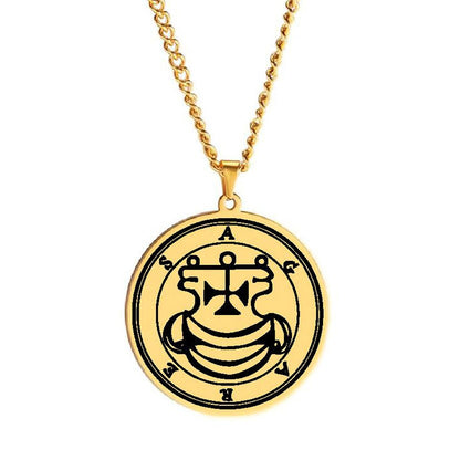 Gold Necklace Of Demon Sigil From The Lesser Key Of Solomon | Goetia Magick Pendants (Sigils 1-12 | Apollo Tarot  Jewelry Shop