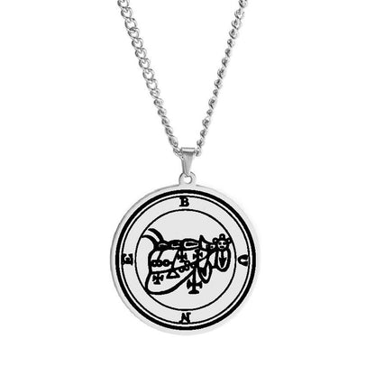 Silver Necklace Of Demon Sigil From The Lesser Key Of Solomon | Goetia Magick Pendants (Sigils 25-36) | Apollo Tarot Jewelry Shop