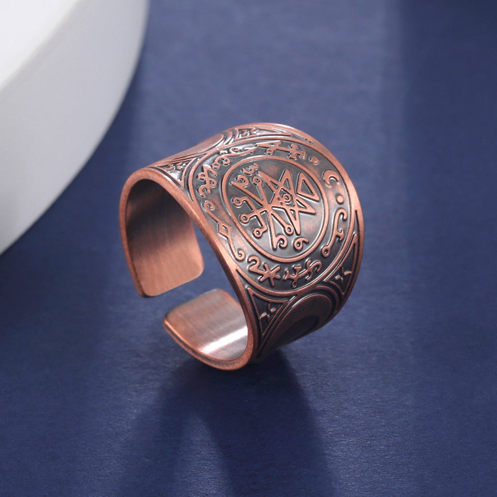 Seal of The 7 Archangels Protection Ring | Metatron Cube Ring Amulet | Lilith Sigil Vintage Ring Jewelry