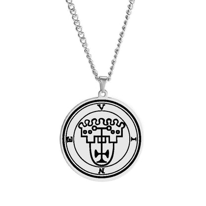 Silver Pendant Necklace With Seals Of The 72 Spirits In The Lesser Key of Solomon (Sigils 37-48)