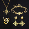 Witch Knot Jewelry Set | Witchy Celtic Necklace, Bracelet, Earring, & Ring Four-Piece Set | Witchcraft Amulet Gift For Wiccan Pagan Women | Apollo Tarot Shop