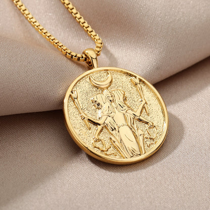 Greek Mythology Necklaces | Antique Coin Pendants Of Artemis, Aphrodite, Athena & Hecate | Pagan Worship Jewelry | Apollo Tarot Shop