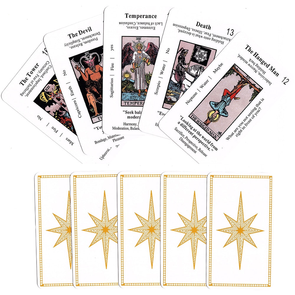 Products Beginner Tarot Deck | Premium Plastic Cards W/ Keywords For Newbie Witch | White & Gold Foil RWS-Inspired Divination Card Set | Apollo Tarot Shop