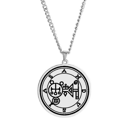 Silver Pendant Necklace With Seals Of The 72 Spirits In The Lesser Key of Solomon (Sigils 61-72) | Apollo Tarot Jewelry Shop