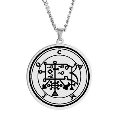 Silver Pendant Necklace With Seals Of The 72 Spirits In The Lesser Key of Solomon (Sigils 49-60) | Apollo Tarot Jewelry Shop