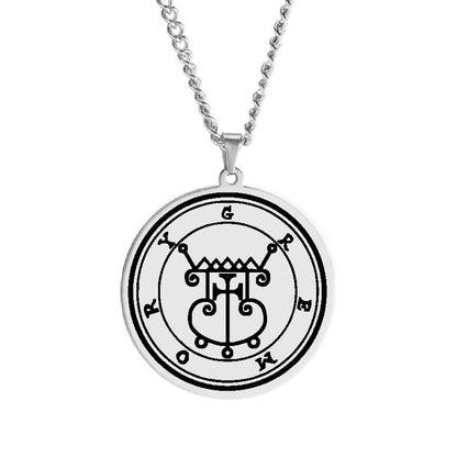 Silver Pendant Necklace With Seals Of The 72 Spirits In The Lesser Key of Solomon (Sigils 49-60) | Apollo Tarot Jewelry Shop