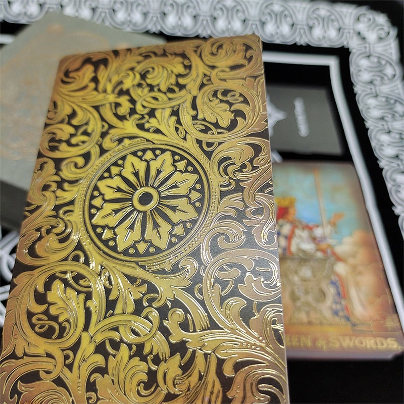 Gold Foil Tarot Deck | Classic Waite Glazed Gold Tarot Cards | Luxury Divination Gift Box + English Guidebook | Apollo Tarot Shop