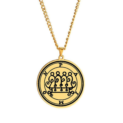 Gold Necklace Of Demon Sigil From The Lesser Key Of Solomon | Goetia Magick Pendants (Sigils 1-12 | Apollo Tarot  Jewelry Shop