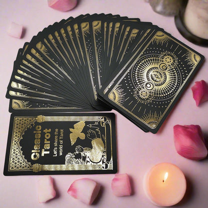 Gold Foil Tarot Deck | Premium Plastic Cards In Economic Tuck Box With English Guidebook For Beginner Divination Readers | Apollo Tarot Shop