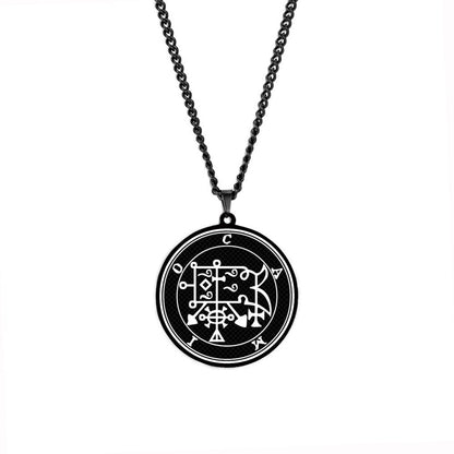 Black Necklace Of Demon Sigil From The Lesser Key Of Solomon | Goetia Magick Goth Pendant | Lemegeton Witchcraft Jewelry For Witchy Men | Apollo Tarot Jewelry Shop