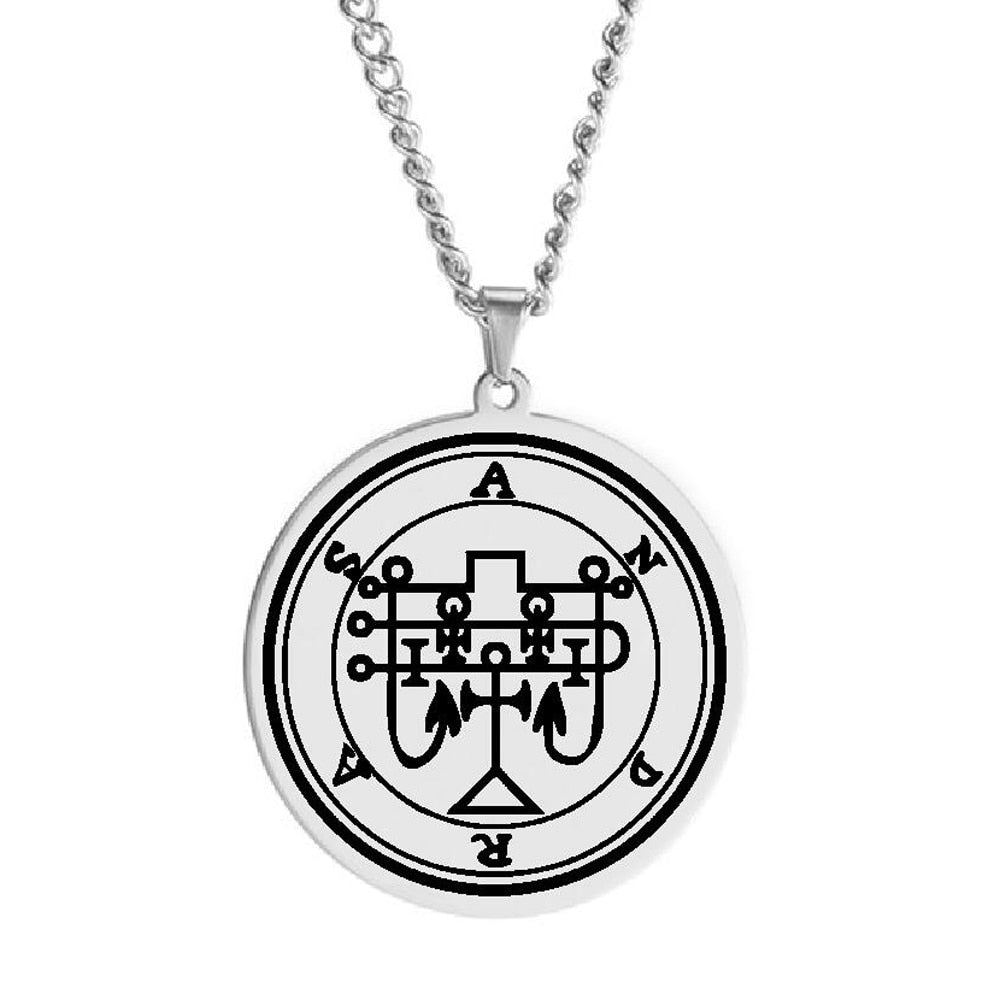 Silver Pendant Necklace With Seals Of The 72 Spirits In The Lesser Key of Solomon (Sigils 61-72) | Apollo Tarot Jewelry Shop