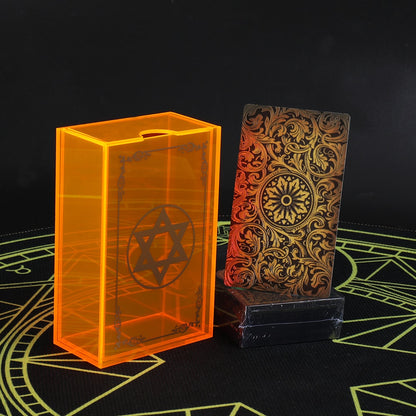 Gold Foil Tarot Deck In Luxury Neon Acrylic Box | Waterproof Wear-Resistant Frameless Cards + English Guidebook For Beginners | Apollo Tarot Shop